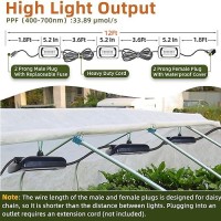 Owleye 12Ft Outdoor Grow Lights Led String Plant Light Ip65 Waterproof Full Spectrum 120V Etl Listed 3389 Umols Linkable