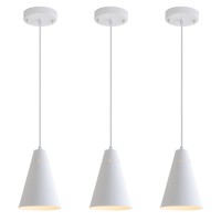 Dijiahua White Pendant Lights Kitchen Island Dining Room Light Fixtures Over Table 3 Pack With Cone Metal Shade Modern Farmhous