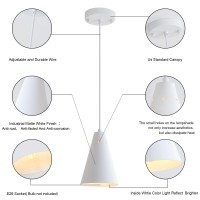 Dijiahua White Pendant Lights Kitchen Island Dining Room Light Fixtures Over Table 3 Pack With Cone Metal Shade Modern Farmhous