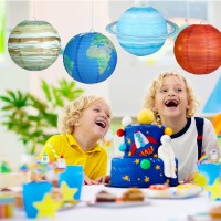 Adlkgg Solar System Hanging Paper Lanterns Outer Space Party Decorations Galaxy Planets Paper Lanterns For Kids Birthday Baby S