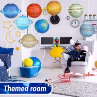 Adlkgg Solar System Hanging Paper Lanterns Outer Space Party Decorations Galaxy Planets Paper Lanterns For Kids Birthday Baby S