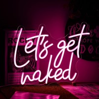 Lets Get Naked Neon Sign Dimmable Pink Neon Light For Wall Decor Powered By Usb Words Led Lights For Bedroom Girls Gift Thanksg