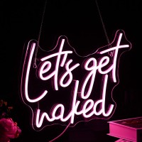 Lets Get Naked Neon Sign Dimmable Pink Neon Light For Wall Decor Powered By Usb Words Led Lights For Bedroom Girls Gift Thanksg