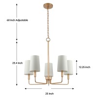 Homebelife Chandelier Muted Gold With White Fabric Shade Farmhouse Linear Island Lighting Fixture For Kitchen Dining Room 5