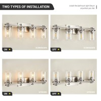 Diniluse 4 Light Bathroom Vanity Light Brushed Nickel Bathroom Light Fixture With Clear Glass Shade Bathroom Wall Sconces Over