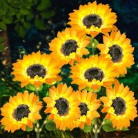 Instatrend 2 Pack Solar Sunflower Flower Lights Outdoor Garden Decorations With 6 Sunflower Waterproof Solar Flowers Stake Lights