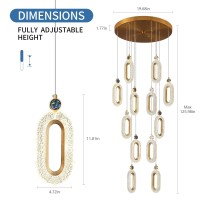 Zhllmq 12 Light Modern Crystal Chandelier Dimmable Led Gold Spiral Foyer Chandeliers Entryway High Ceiling Pendant Lights Living Room Lobby Staircase Chandeliers