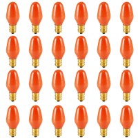 Linmifo 24 Pack C7 Orange Light Bulbs 7 Watt Night Light Bulbs Colored Dimmable E12 Candelabra Base C7 Orange Christmas Light