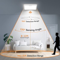 Annaror Motion Sensor Ceiling Light Wired 3000K 4000K 5000K Selectable 18W 1800Lm Flush Mount Light Fixture With 3 Timer Squa