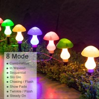 Waterproof Solar Mushroom Lights Outdoor Decor, 8 Modes Mushroom Led Fairy Lamp For Garden Pathway Landscape Yard Easter Pathway Halloween Xmas Decorations, Set Of 8 Multi-Colored