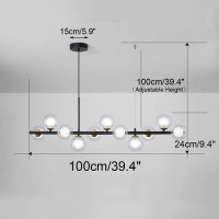 Bepuzz Modern Globe Sputnik Chandelier Linear Chandeliers Pendant Lights Dna Molecular Ceiling Hanging Lighting 11-Light Mid Century Chandelier For Living Room Dining Room Farmhouse (Clear)