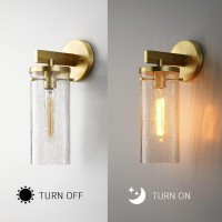 Untrammelife 1-Light Gold Wall Sconce, Modern Crackle Glass Bathroom Vanity Light Fixtures, Indoor Wall Light Fixtures For Bedroom, Hallway, Mirror