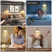 Trlife Dimmable Wall Sconce With Remote Control, Brushed Brass Plug In Wall Sconces Adjustable Color Temperature 2700K-6000K, Swing Arm Wall Lights With Plug In Cord, Ul Listed(2 Pack, 2 Bulbs)