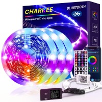 Charkee 100Ft Ip65 Bluetooth Led Strip Lights Waterproof Outdoor Tape Lights With Remote Bluetooth Smart App 5050 Rgb Color Changing Light Strips Led Lights For Bedroom Kitchen Outdoor Patio Decor