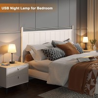 Bedside Lamps For Bedrooms Set Of 2 Nightstand - Table Lamp With 3 Color Modes 2700K-5000K, Small Lamp With Usb C+A Charging Port And Ac Outlet, White Lamp For Side Table, Mini Bed Side Lamp For Kids