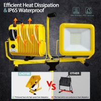 Lhotse Led Work Light With Stand 22000Lm Dual Head Led Work Light Waterproof Work Light With Individual Switch Usbsocket 108Ft