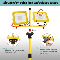 Lhotse Led Work Light With Stand 22000Lm Dual Head Led Work Light Waterproof Work Light With Individual Switch Usbsocket 108Ft