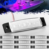 Pseqt Led Boat Navigation Lights Marine Interior Courtesy Light Strip Deck Transom Cockpit Light 3.8'' 6 Led 12V Waterproof Lamp W/Clear Lens For Fishing Pontoon Kayak Yacht Sailboat (Purple 10Pcs)