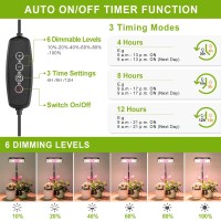 Lordem Plant Grow Light, Full Spectrum Plant Light For Indoor Plants, Led Desk Growing Lamp With Auto On/Off Timer 4H/8H/12H, 6 Dimmable Brightness, Height Adjustable15-30.4