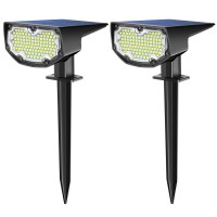 Solar Outdoor Lights, ?????? Leds Super Bright Spot Lights Outdoor Ip68 Waterproof, ???????? Lumens Auto On/Off Solar Landscape Lights, 6500K Daylight White, For Yard, Garden, Pathway, Flag, 2 Pack