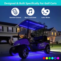 10L0L Golf Cart Underglow Led Light Strip Kit With Canopy Lights, 24 Modes Glow Neon Underbody Lighting With Wireless Remote Control, Sound Active, Water Resistant Flexible Tubes 6Pc