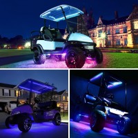 10L0L Golf Cart Underglow Led Light Strip Kit With Canopy Lights, 24 Modes Glow Neon Underbody Lighting With Wireless Remote Control, Sound Active, Water Resistant Flexible Tubes 6Pc