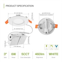 Asd 3 Inch Led Recessed Light 2700K3000K3500K4000K5000K 6W 30W Eqv Ultra Thin Dimmable Ceiling Lights With J Box Canle