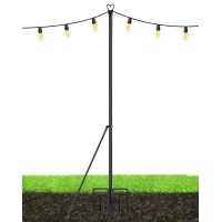 Lopanny String Light Poles - 9.8Ft Light Poles For Outside String Lights Hanging - Backyard, Garden, Patio, Deck Lighting Stand For Parties, Wedding, 1 Pack