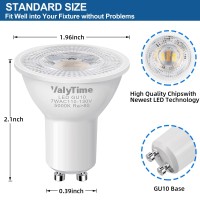 Valytime Gu10 Led Bulbs 7W Day White 5000K (50W -60W-75W Equivalent) Gu10 Shape Halogen Replacement Bulb 38 120V 650Lm Non-Dimmable For Track Spot Lighting Indoor Recessed,8 Pack