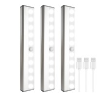 Sixdefly Led Closet Light 10 Led Battery Operated Lights Motion Sensor Light Rechargeable Under Cabinet Lighting Night Light Fo