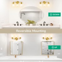 Edishine Bathroom Light Fixtures 3 Light Gold Bathroom Vanity Light Over Mirror Brushed Brass Wall Sconce With Clear Glass Sha