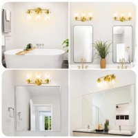 Edishine Bathroom Light Fixtures 3 Light Gold Bathroom Vanity Light Over Mirror Brushed Brass Wall Sconce With Clear Glass Sha