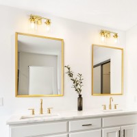 Edishine Bathroom Light Fixtures 2Light Gold Bathroom Vanity Light Modern Wall Sconces With Clear Glass Shades For Bathroom