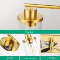 Edishine Bathroom Light Fixtures 2Light Gold Bathroom Vanity Light Modern Wall Sconces With Clear Glass Shades For Bathroom