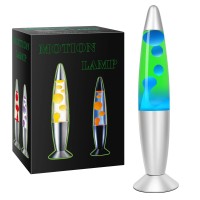 Mdismart Table Magma Lamp 16Inches For Kids Boys And Adults Gifts Liquid Motion Lamp Night Lights With Green Liquid Blue Wax R