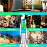 Mdismart Table Magma Lamp 16Inches For Kids Boys And Adults Gifts Liquid Motion Lamp Night Lights With Green Liquid Blue Wax R