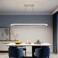 Matven Island Lights Linear Pendant Light Led Dimmable Hanging Light Fixture 3000K6000K With Remote Control Chandeliers For D