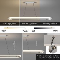 Matven Island Lights Linear Pendant Light Led Dimmable Hanging Light Fixture 3000K6000K With Remote Control Chandeliers For D