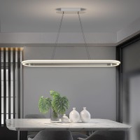 Matven Island Lights Linear Pendant Light Led Dimmable Hanging Light Fixture 3000K6000K With Remote Control Chandeliers For D