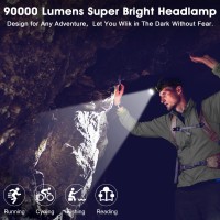 Andak Led Rechargeable Headlamp, 90000 Lumens Super Bright With 5 Modes & Ipx6 Level Waterproof Usb Rechargeable Zoom Headlamp, 90 Adjustable For Outdoor