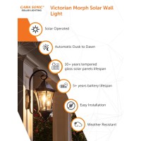 Gama Sonics Victorian Bulb Morph Solar Light is the newest addition to the elegant Victorian line of outdoor solar lights with its new and improved patented Morph technology This beautifully designed exterior light morphed into the solar panel for more su