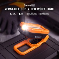 Olight Swivel Pro Cob Work Light 1100 Lumens Led Rechargeable Flashlight Magnetic Base And Hanging Hook 180 Rotate And 150 Sw