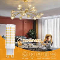 Sapiential Creation G9 Led Bulb G9 Bulb 6W T4 G9 Led Light Bulbs Led Non Dimmable 60 Watts G9 Halogen Ceramic Light Bulbs Equivalent 600Lm 3000K Warm White,360 Degrees Beam Angle,6 Pack