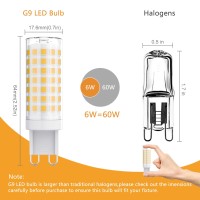 Sapiential Creation G9 Led Bulb G9 Bulb 6W T4 G9 Led Light Bulbs Led Non Dimmable 60 Watts G9 Halogen Ceramic Light Bulbs Equivalent 600Lm 3000K Warm White,360 Degrees Beam Angle,6 Pack