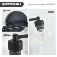 Bathroom Light Fixtures Matte Black Vanity Light 4 Light Bathroom Lights Over Mirror With Globe Glass Shade And Metal Base Va