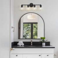 Bathroom Light Fixtures Matte Black Vanity Light 4 Light Bathroom Lights Over Mirror With Globe Glass Shade And Metal Base Va