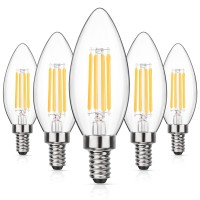 Maxvolador Dimmable E12 Candelabra Led Light Bulbs 60W Equivalent, Soft White 3000K, 600Lumens Led Chandelier Bulb, Decorative B11 Filament Candle Light Bulbs Clear Glass, Pack Of 5