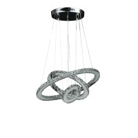 12- 47 Inch Adjustable Chandelier, Clear Crystal Accents, Led Chrome Silver