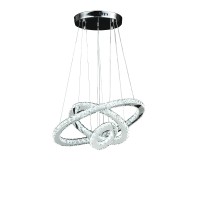 12- 47 Inch Adjustable Chandelier, Clear Crystal Accents, Led Chrome Silver