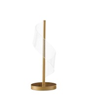 19 Inch Accent Table Lamp, S Design Wave Shade, Metal Base, White, Gold